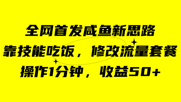 （7508期）咸鱼冷门新玩法，靠“技能吃饭”，修改流量套餐，操作1分钟，收益50+