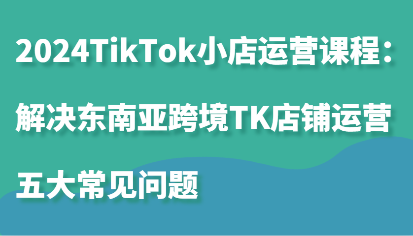 2024TikTok小店运营课程：解决东南亚跨境TK店铺运营五大常见问题-云梦泽轻创